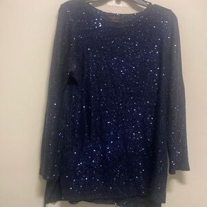 Sequin Embellished Navy Sweater